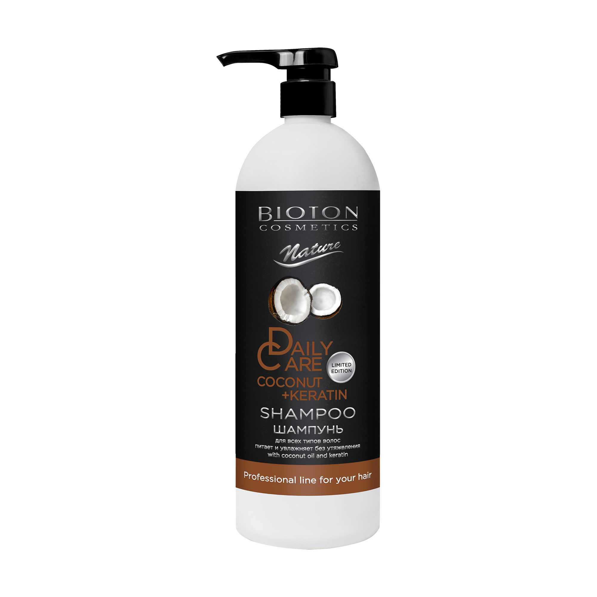 Шампунь Bioton Cosmetics Nature Professional Daily Care Shampoo Кокос та кератин, для всіх типів волосся, 1 л